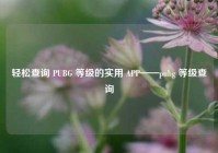 轻松查询 PUBG 等级的实用 APP——pubg 等级查询
