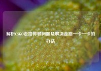 解析CSGO走路停顿问题及解决走路一卡一卡的办法