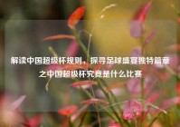 解读中国超级杯规则，探寻足球盛宴独特篇章之中国超级杯究竟是什么比赛