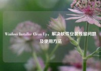 Windows Installer Clean Up，解决软件安装残留问题及使用方法