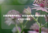王者荣耀横向排队，优化游戏组队体验的新尝试及含义解析