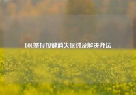 LOL举报按键消失探讨及解决办法
