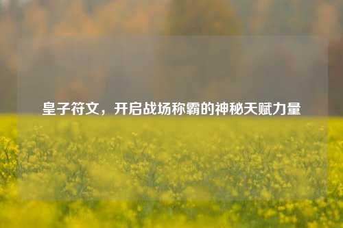 皇子符文，开启战场称霸的神秘天赋力量