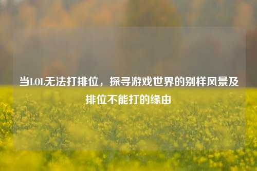 当LOL无法打排位，探寻游戏世界的别样风景及排位不能打的缘由