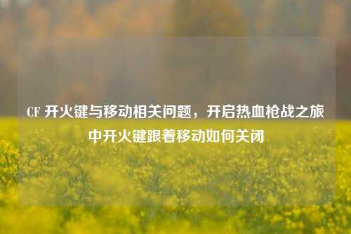 CF 开火键与移动相关问题，开启热血枪战之旅中开火键跟着移动如何关闭