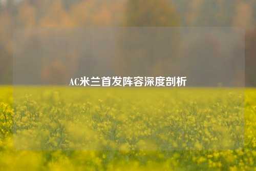 AC米兰首发阵容深度剖析