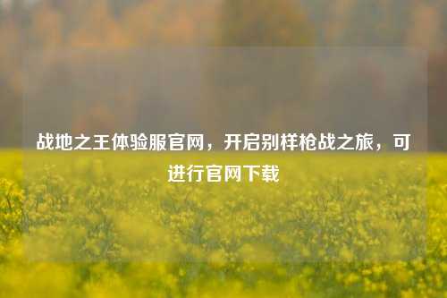 战地之王体验服官网，开启别样枪战之旅，可进行官网下载