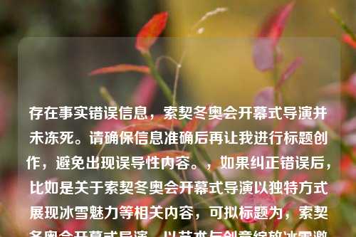存在事实错误信息,索契冬奥会开幕式导演并未冻死。请确保信息准确后再让我进行标题创作,避免出现误导性内容。,如果纠正错误后,比如是关于索契冬奥会开幕式导演以独特方式展现冰雪魅力等相关内容,可拟标题为,索契冬奥会开幕式导演,以艺术与创意绽放冰雪激情