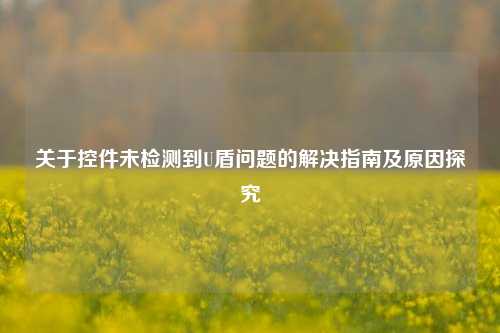 关于控件未检测到U盾问题的解决指南及原因探究