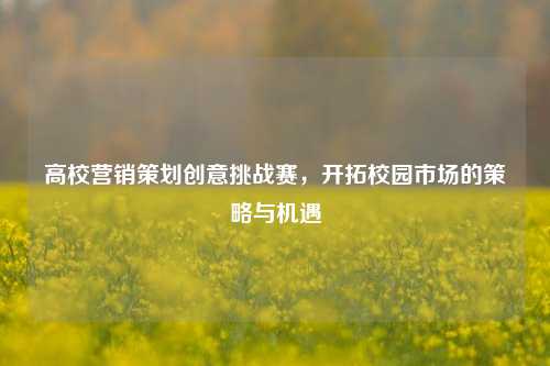 高校营销策划创意挑战赛，开拓校园市场的策略与机遇
