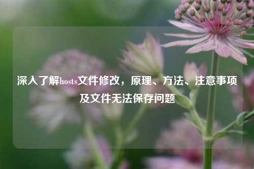 深入了解hosts文件修改，原理、方法、注意事项及文件无法保存问题