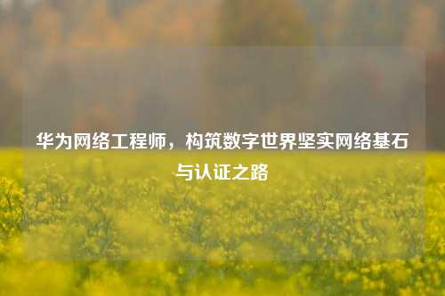 华为网络工程师，构筑数字世界坚实网络基石与认证之路
