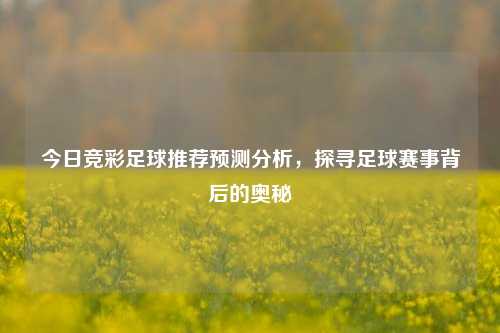 今日竞彩足球推荐预测分析，探寻足球赛事背后的奥秘