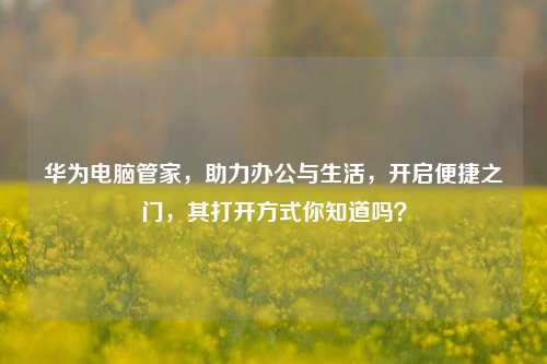 华为电脑管家，助力办公与生活，开启便捷之门，其打开方式你知道吗？