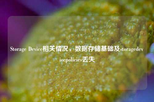 Storage Device相关情况，数据存储基础及storagedevicepolicies丢失