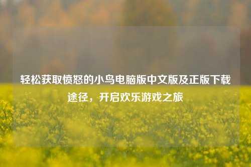 轻松获取愤怒的小鸟电脑版中文版及正版下载途径,开启欢乐游戏之旅