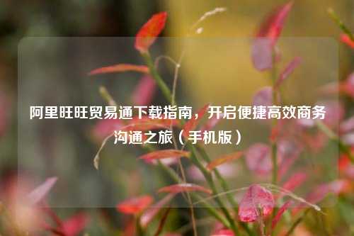 阿里旺旺贸易通下载指南，开启便捷高效商务沟通之旅（手机版）