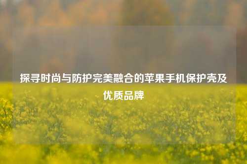 探寻时尚与防护完美融合的苹果手机保护壳及优质品牌
