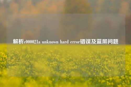 解析c000021a unknown hard error错误及蓝屏问题