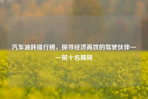 汽车油耗排行榜,探寻经济高效的驾驶伙伴——前十名揭晓