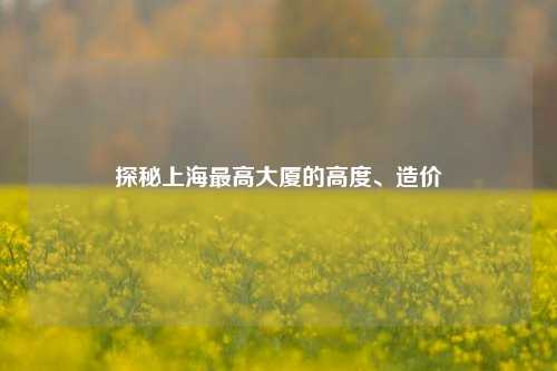 探秘上海最高大厦的高度、造价
