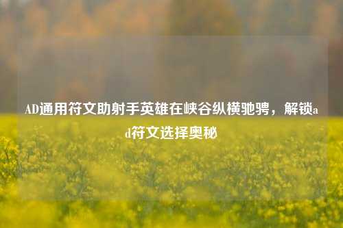 AD通用符文助射手英雄在峡谷纵横驰骋，解锁ad符文选择奥秘