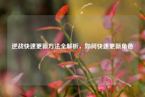 逆战快速更新方法全解析,如何快速更新角色