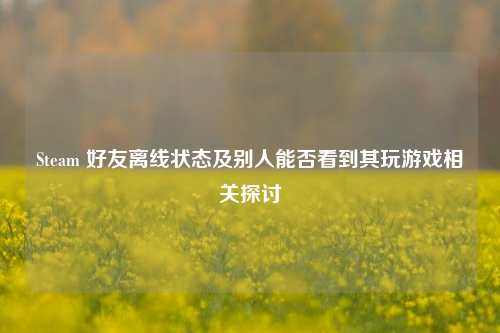 Steam 好友离线状态及别人能否看到其玩游戏相关探讨