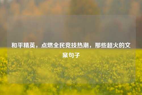 和平精英,点燃全民竞技热潮,那些超火的文案句子
