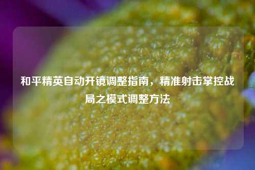 和平精英自动开镜调整指南,精准射击掌控战局之模式调整方法