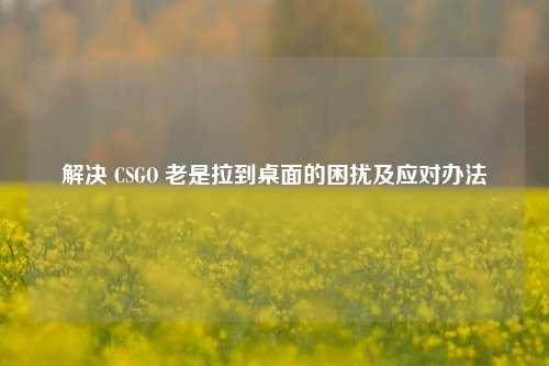 解决 CSGO 老是拉到桌面的困扰及应对办法