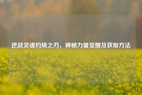 逆战灵魂灼烧之刃,神秘力量觉醒及获取方法