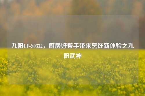 九阳CF-S0332,厨房好帮手带来烹饪新体验之九阳武神