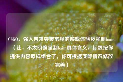 CSGO,强入带来突破常规的游戏体验及强制baim (注,不太明确强制baim具体含义,标题按你提供内容原样组合了,你可根据实际情况修改完善)