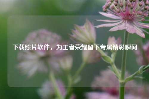 下载照片软件，为王者荣耀留下专属精彩瞬间