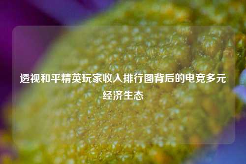 透视和平精英玩家收入排行图背后的电竞多元经济生态