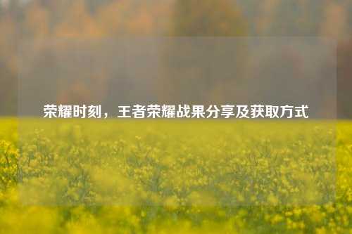 荣耀时刻，王者荣耀战果分享及获取方式