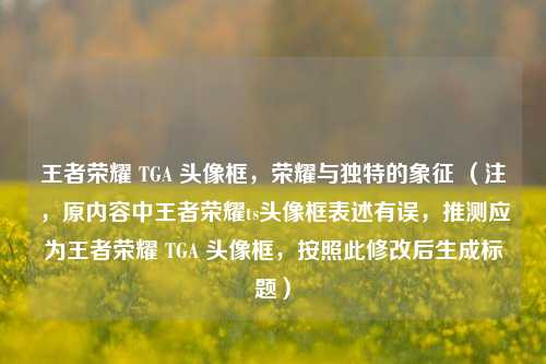 王者荣耀 TGA 头像框,荣耀与独特的象征 (注,原内容中王者荣耀ts头像框表述有误,推测应为王者荣耀 TGA 头像框,按照此修改后生成标题)
