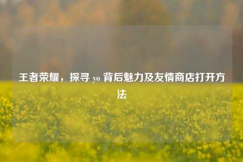 王者荣耀，探寻 yo 背后魅力及友情商店打开方法