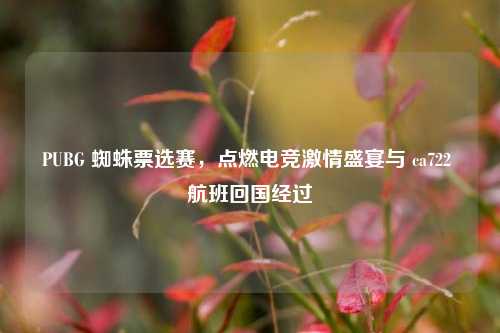 PUBG 蜘蛛票选赛,点燃电竞激情盛宴与 ca722 航班回国经过