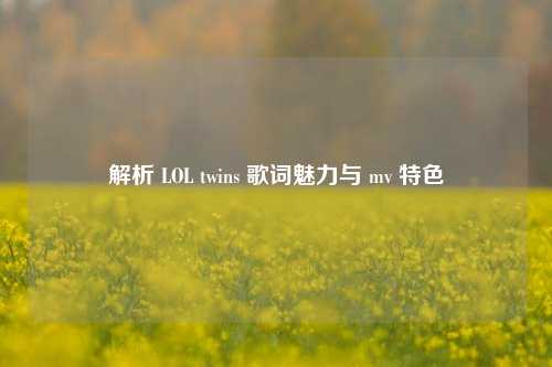 解析 LOL twins 歌词魅力与 mv 特色