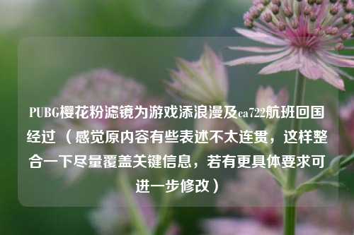 PUBG樱花粉滤镜为游戏添浪漫及ca722航班回国经过 (感觉原内容有些表述不太连贯,这样整合一下尽量覆盖关键信息,若有更具体要求可进一步修改)