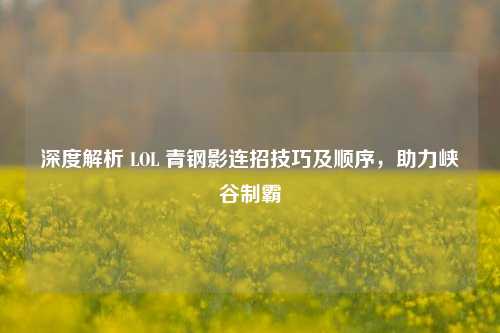 深度解析 LOL 青钢影连招技巧及顺序，助力峡谷制霸