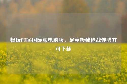 畅玩PUBG国际服电脑版，尽享极致枪战体验并可下载