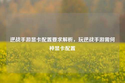 逆战手游显卡配置要求解析,玩逆战手游需何种显卡配置