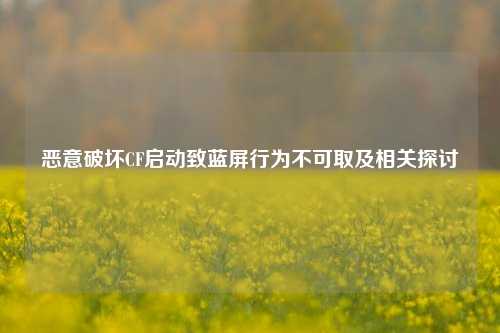 恶意破坏CF启动致蓝屏行为不可取及相关探讨