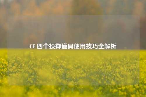 CF 四个投掷道具使用技巧全解析