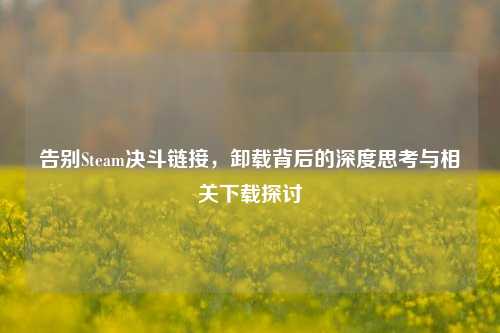告别Steam决斗链接，卸载背后的深度思考与相关下载探讨