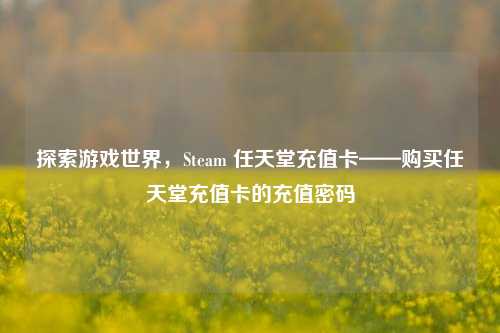 探索游戏世界,Steam 任天堂充值卡——购买任天堂充值卡的充值密码