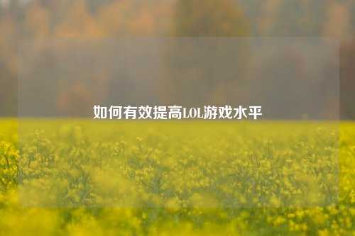 如何有效提高LOL游戏水平